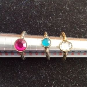 Set of three vintage bohemian gold tone rings